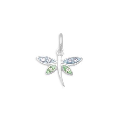 Epoxy Dragonfly Charm with Crystals