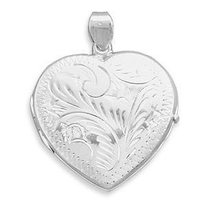 Large Etched Heart Locket