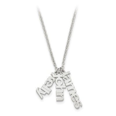 Custom Names Necklace in Sterling Silver or Yellow Gold or Rose Gold Plate over Sterling Silver. Includes 18