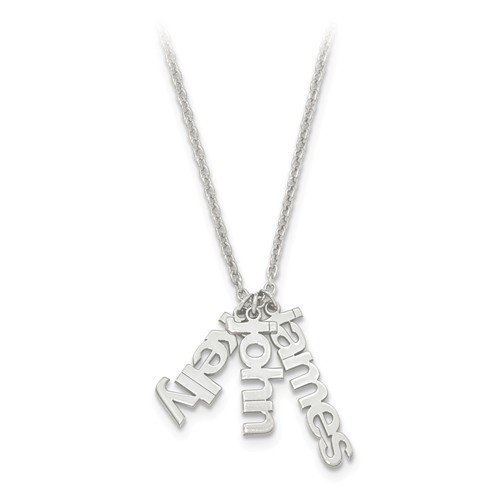 Custom Names Necklace in Sterling Silver or Yellow Gold or Rose Gold Plate over Sterling Silver.  Includes 18" sterling silver cable chain.