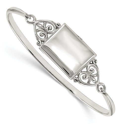 Sterling Silver Locket bangle bracelet.  Engraveable.
