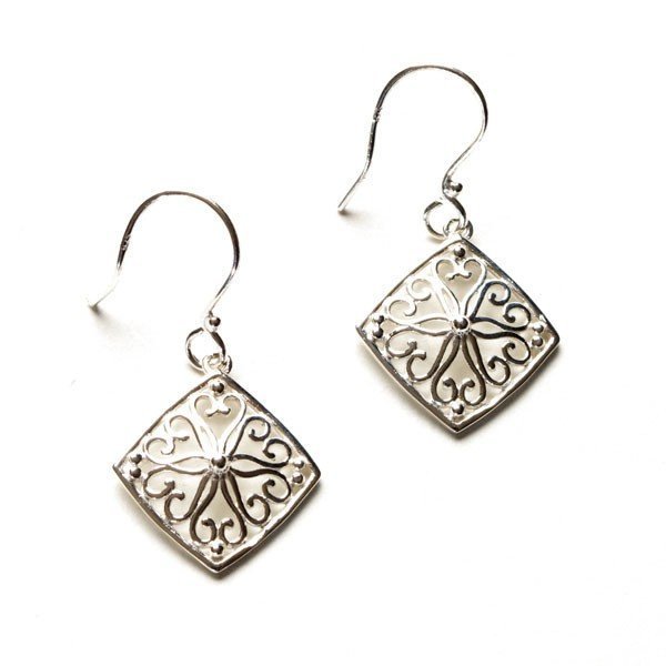 Southern Gates Square Heart Scroll Earrings
