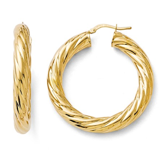 Bronze Polished And Textured Hinged Hoop Earrings