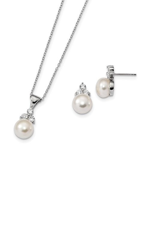 Ariel Wedding Jewellery Set, Gold Crystal Pearl Drop Pendant & Earring -  Jules Bridal Ireland
