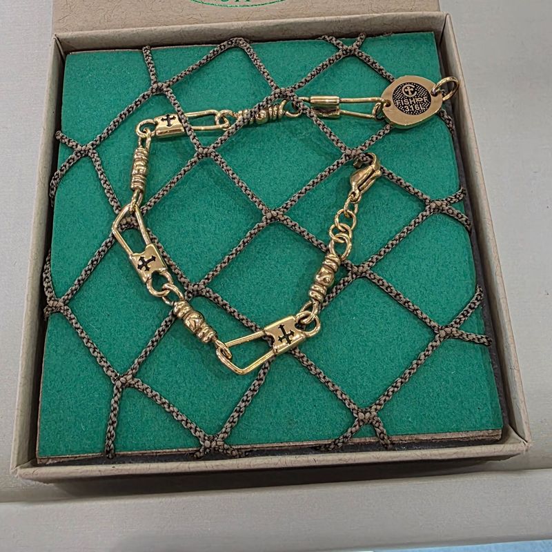 Fisher Bracelet with Cross by Christian Taylor - Gold Plate on Stainless
