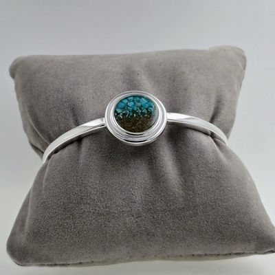 Grand Isle, Louisiana sand with Turquoise Round Cuff Bracelet – Dune Jewelry
