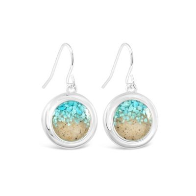 Grand Isle, Louisiana Sand with Turquoise Round Earrings - Dune Jewelry