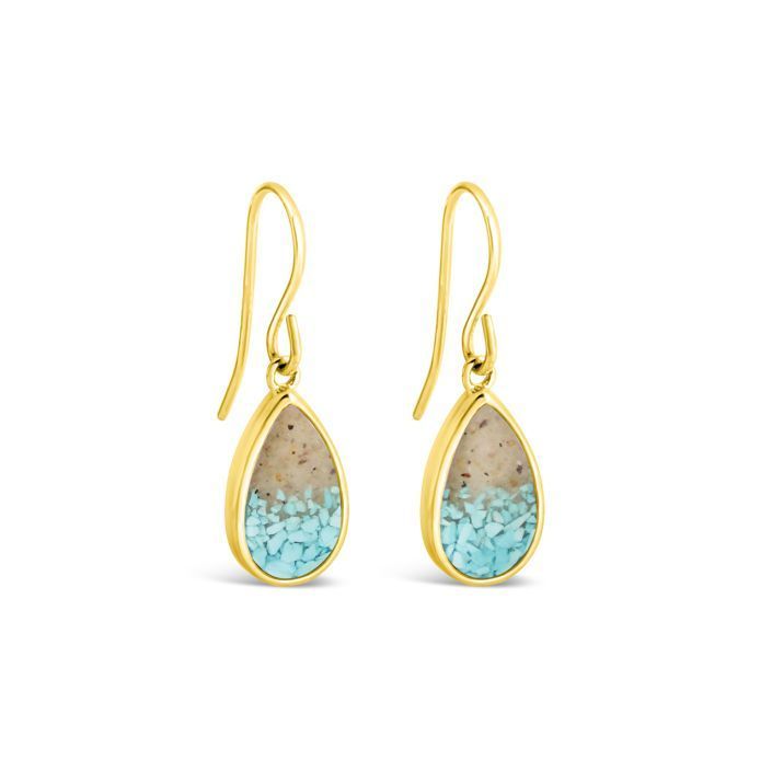 Explorer  Teardrop Earrings - Gold Vermeil  - Turquoise and Oyster Shell Gradient