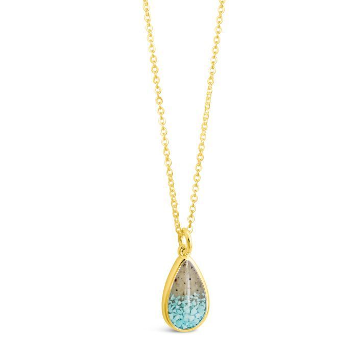 Turquoise and Oyster Shell Teardrop Necklace- Gold Vermeil  - Dune Jewelry