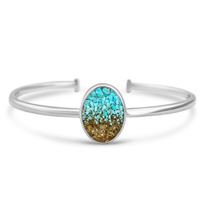 Turquoise and Oyster Shell Oval Cuff Bracelet - Dune Jewelry