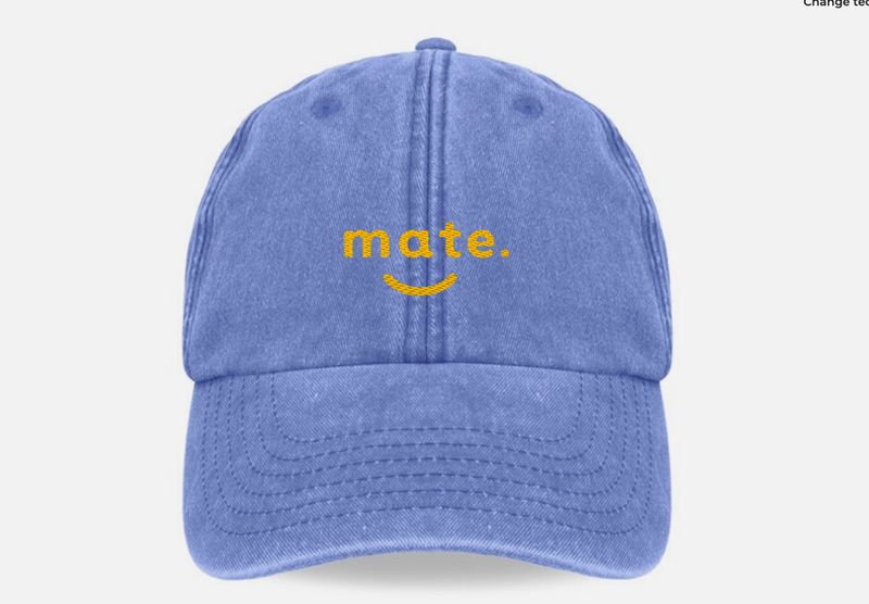 Cornflower Blue Hat with Yellow Logo Embroidery