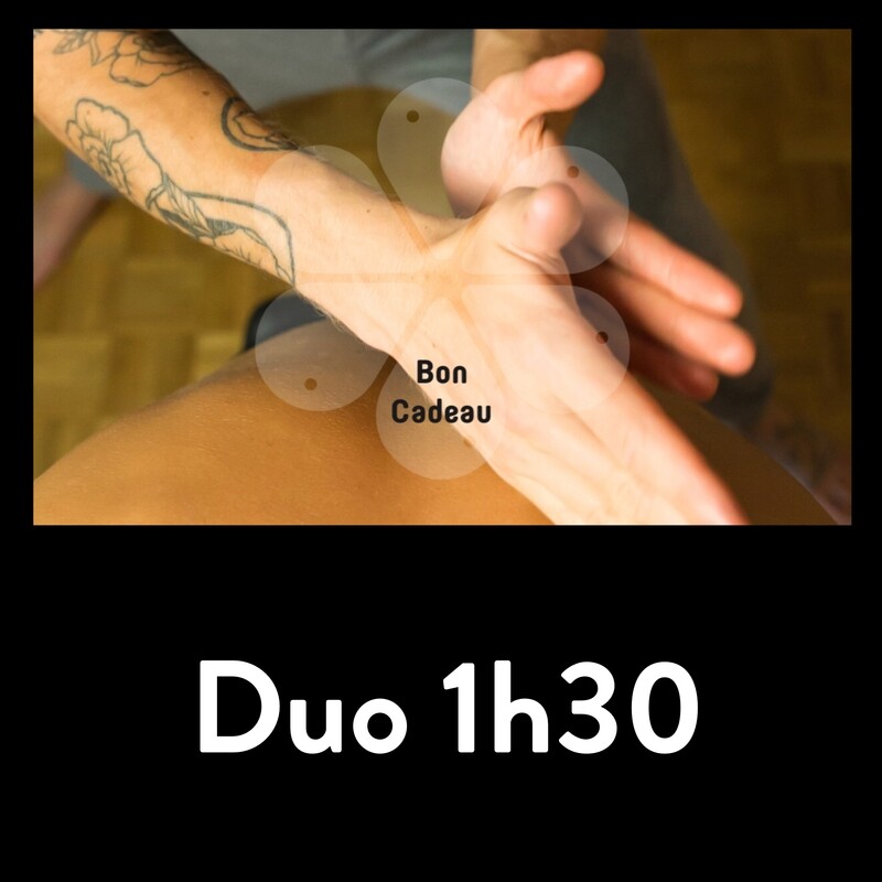 Carte cadeau pour un massage en duo d&#39;1h30 (temps d’accueil offert de 30 min supplémentaires au massage afin de le personnaliser au mieux)