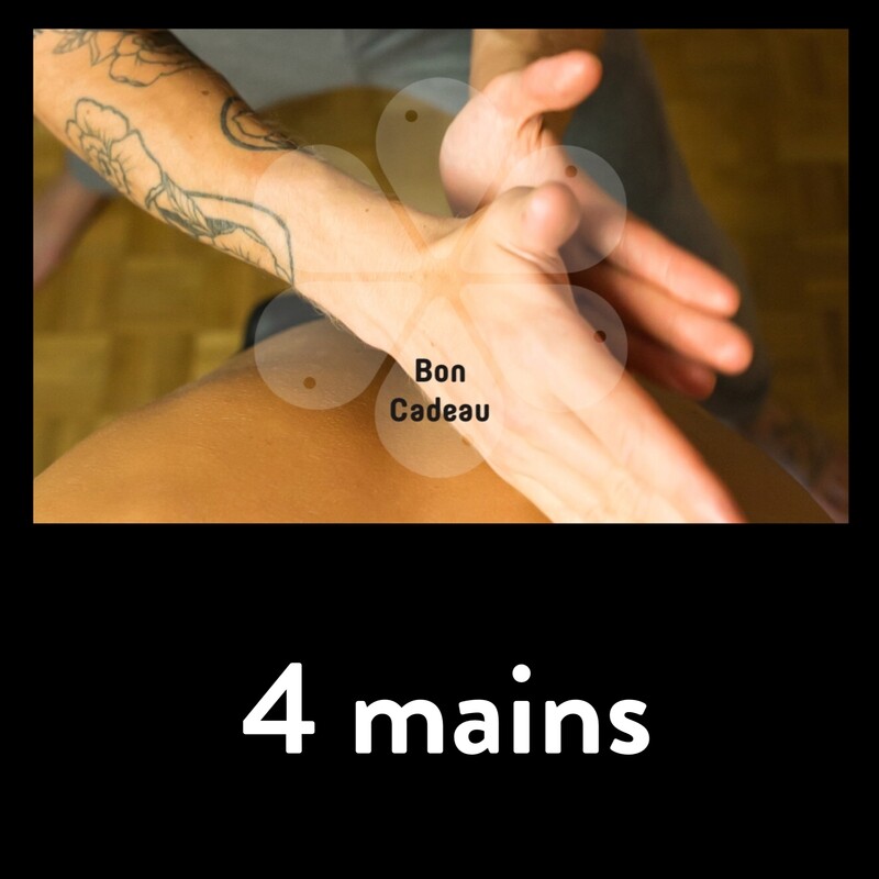 Carte cadeau pour un massage d&#39; 1 heure à 4 mains (temps d’accueil offert de 30 min supplémentaires au massage afin de le personnaliser au mieux)