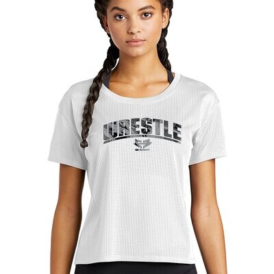 WRESTLE - MESH CROP TEE - Black and Gray