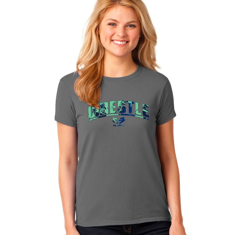 WRESTLE - Green and Blue - Cotton GRAPHIC TEE