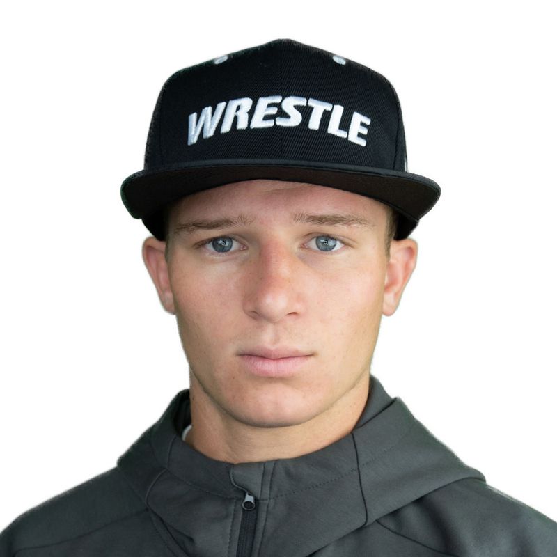 WRESTLE Flat Bill Hat - Black w/ White Lettering