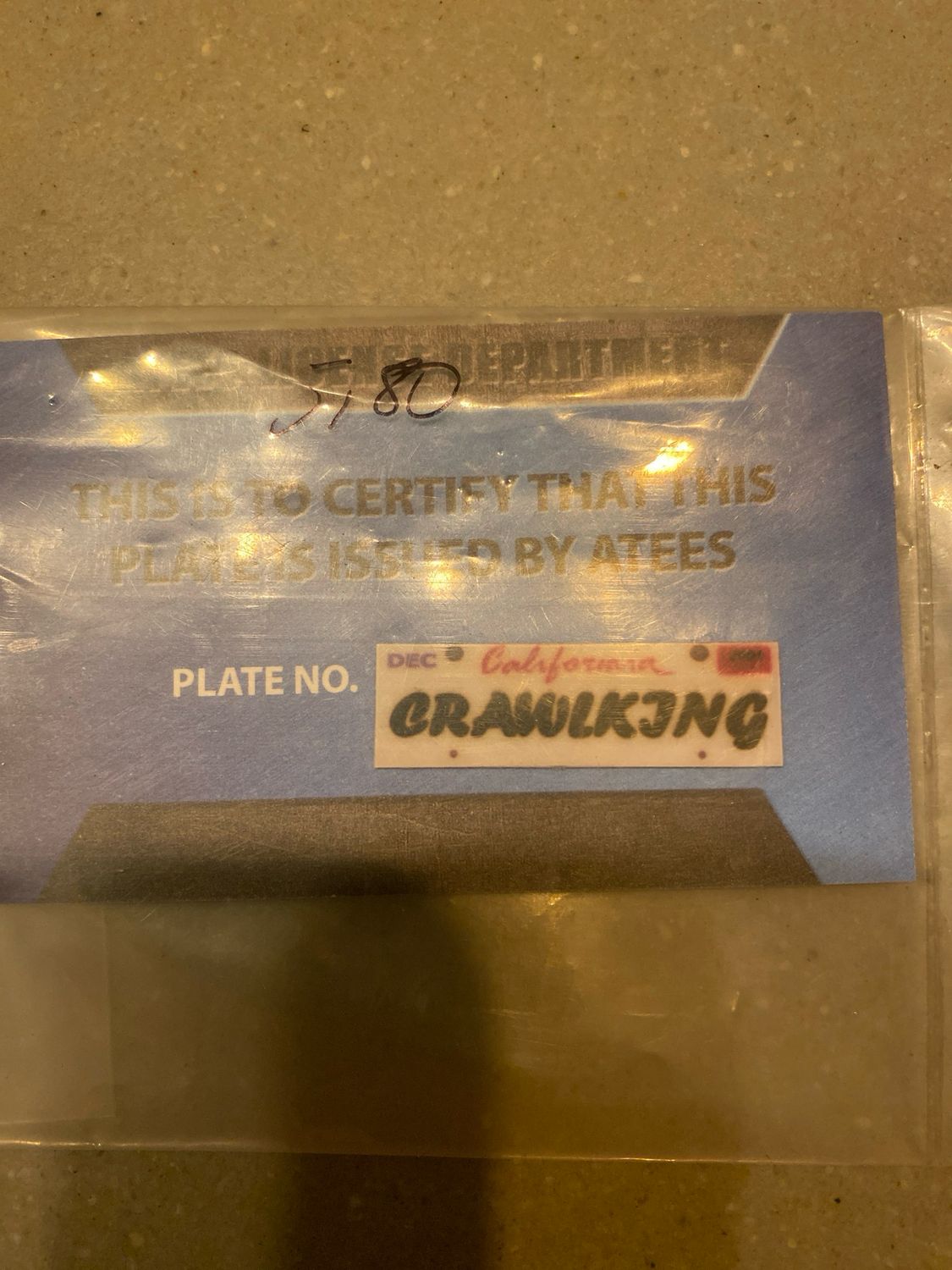 Atees nummerplaat crawlking