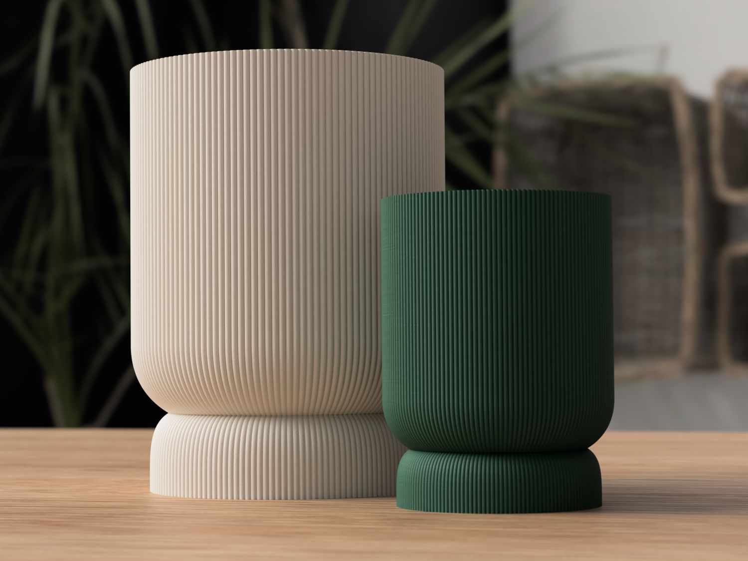 Ribbed planter met driptray