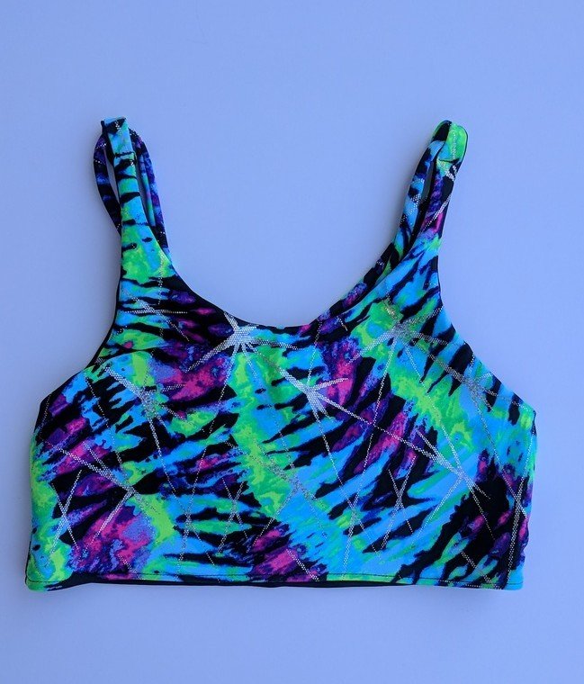 Abstract print green, purple, black ( top only a perfect fit for short pants) Abstract print green, purple, black ( top only a perfect fit for short pants)
