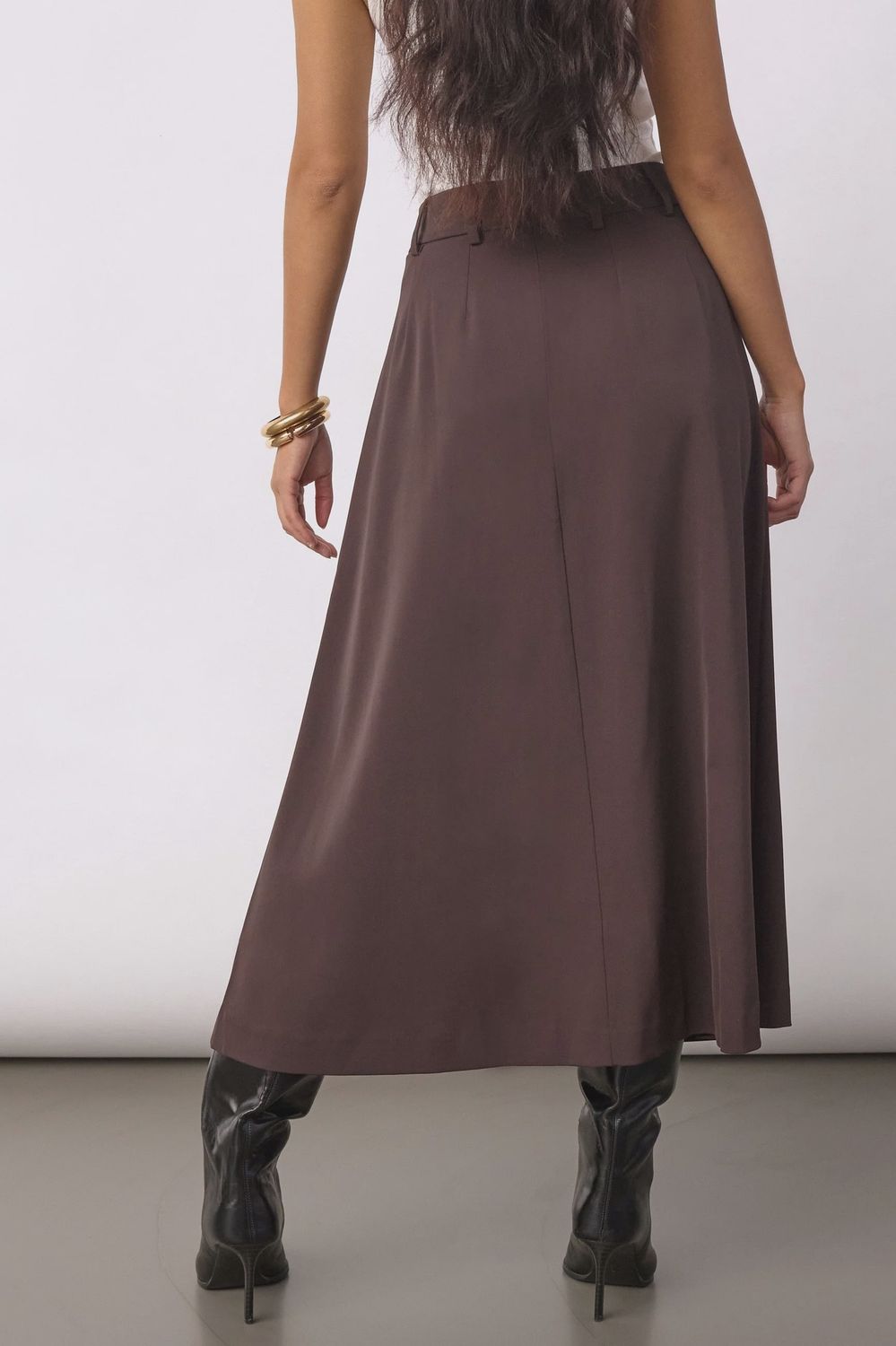 AliniCC Anya Pleat Skirt- Dark Brown