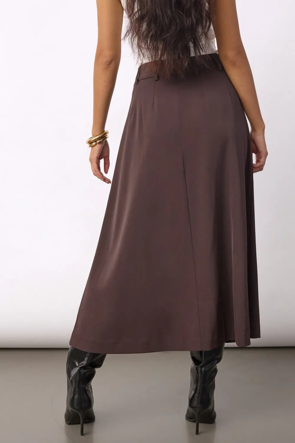 AliniCC Anya Pleat Skirt- Dark Brown