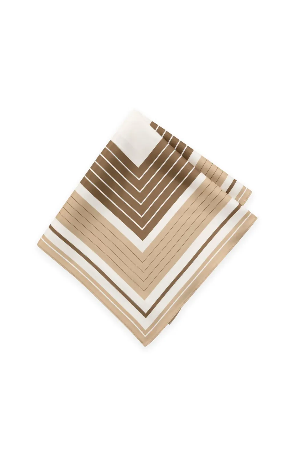 Satin Scarf with Striped Print - Cornstalk Brown