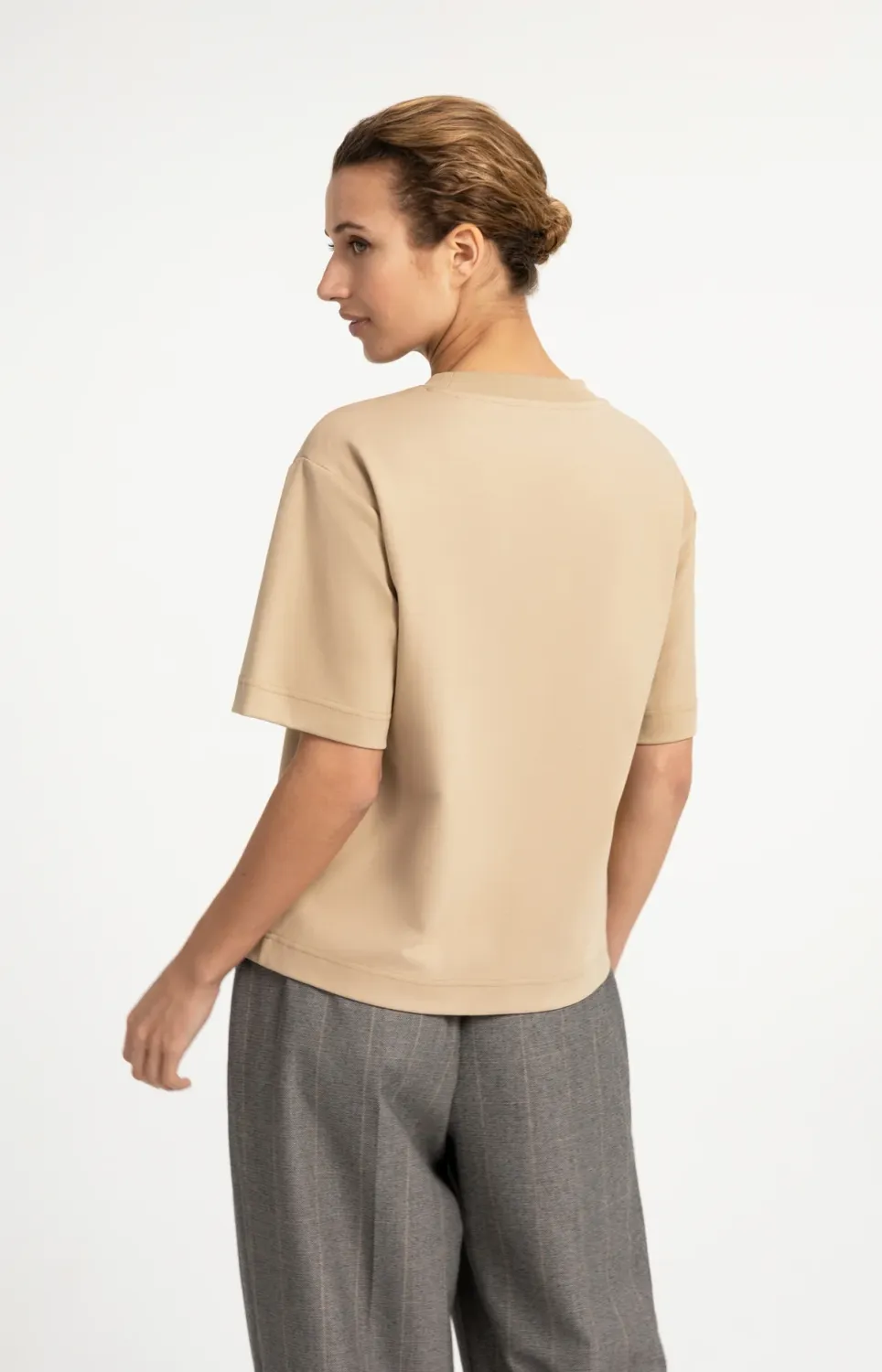T-Shirt with Round Neck and Half Sleeves - Cornstalk Brown