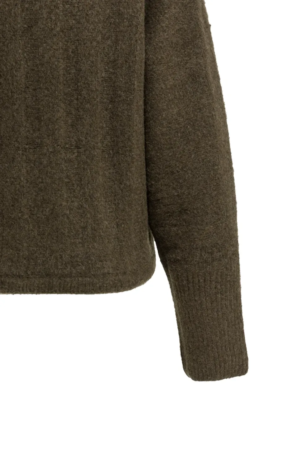 Sweater with Batwing Sleeves and Drawcord at the Hem - Slate Black Brown Melange