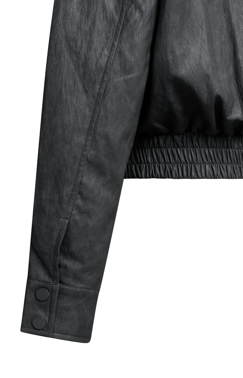Cropped Faux Leather Jacket - Hole Black