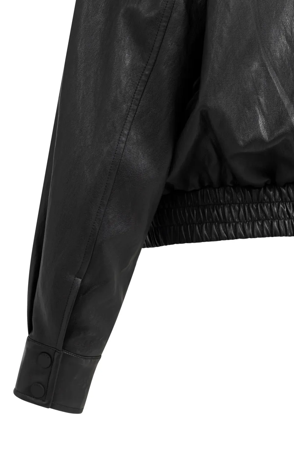 Cropped Faux Leather Jacket - Hole Black