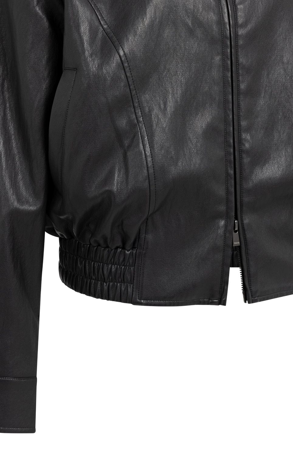 Cropped Faux Leather Jacket - Hole Black