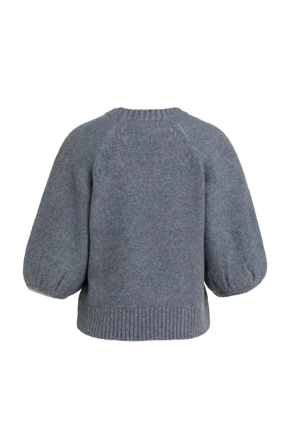 Knitted Sweater with Balloon Sleeves - Arctic Seal Grey Melange