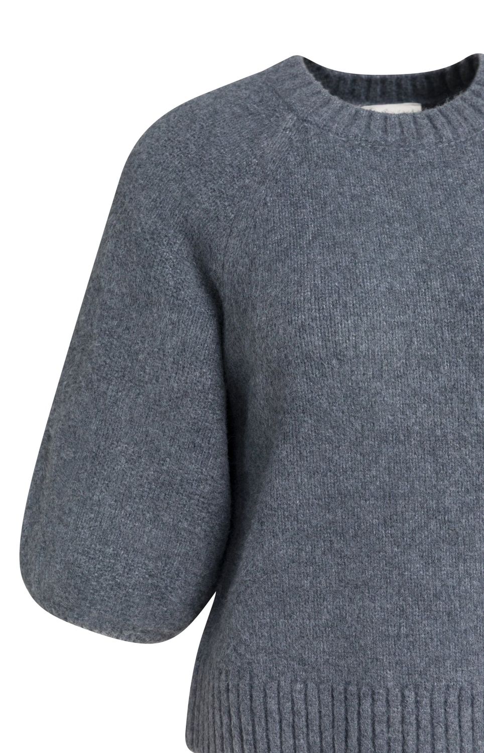 Knitted Sweater with Balloon Sleeves - Arctic Seal Grey Melange