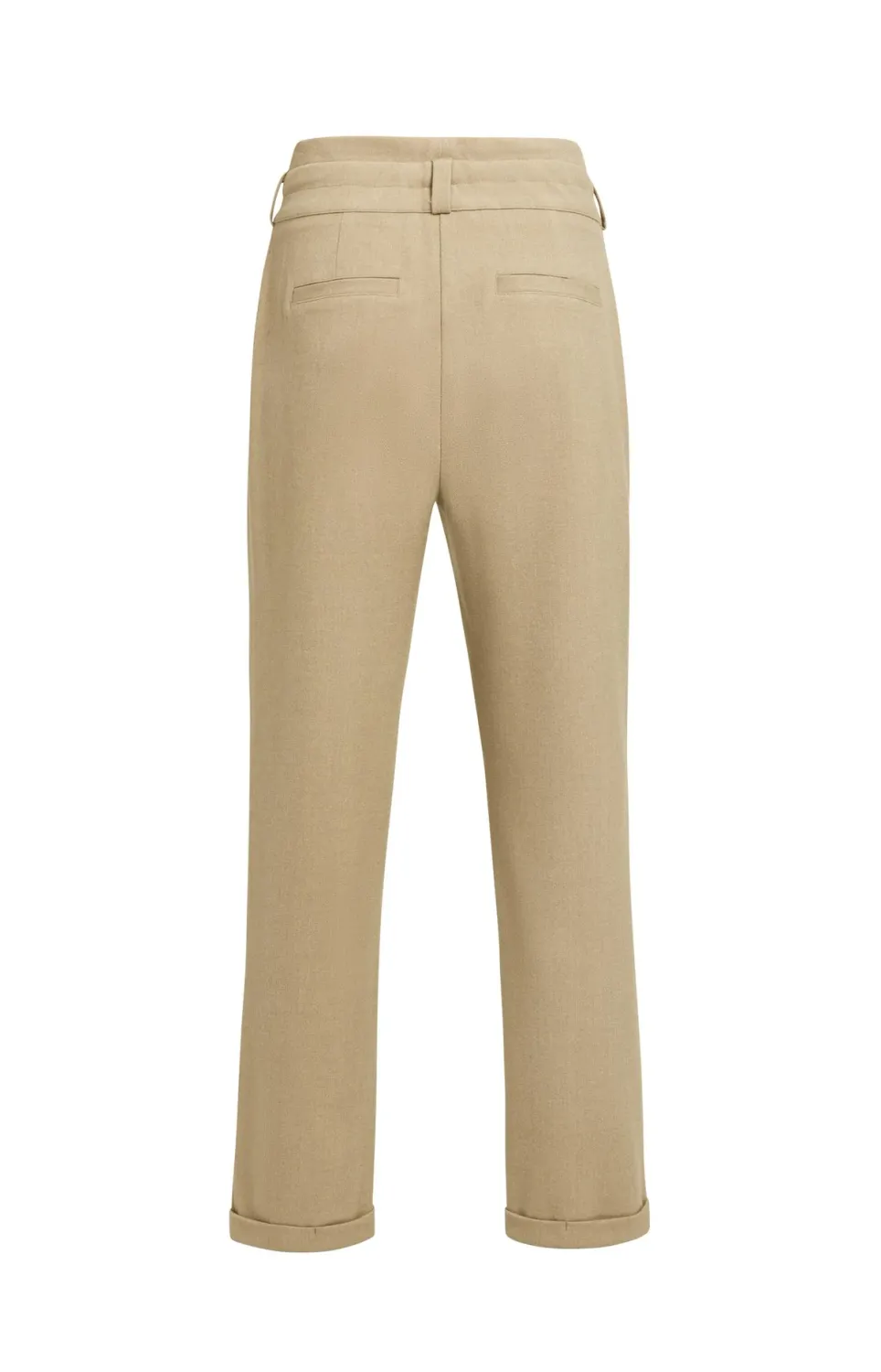 High-Waist Trousers with Belt Detail - Cornstalk Brown Melange