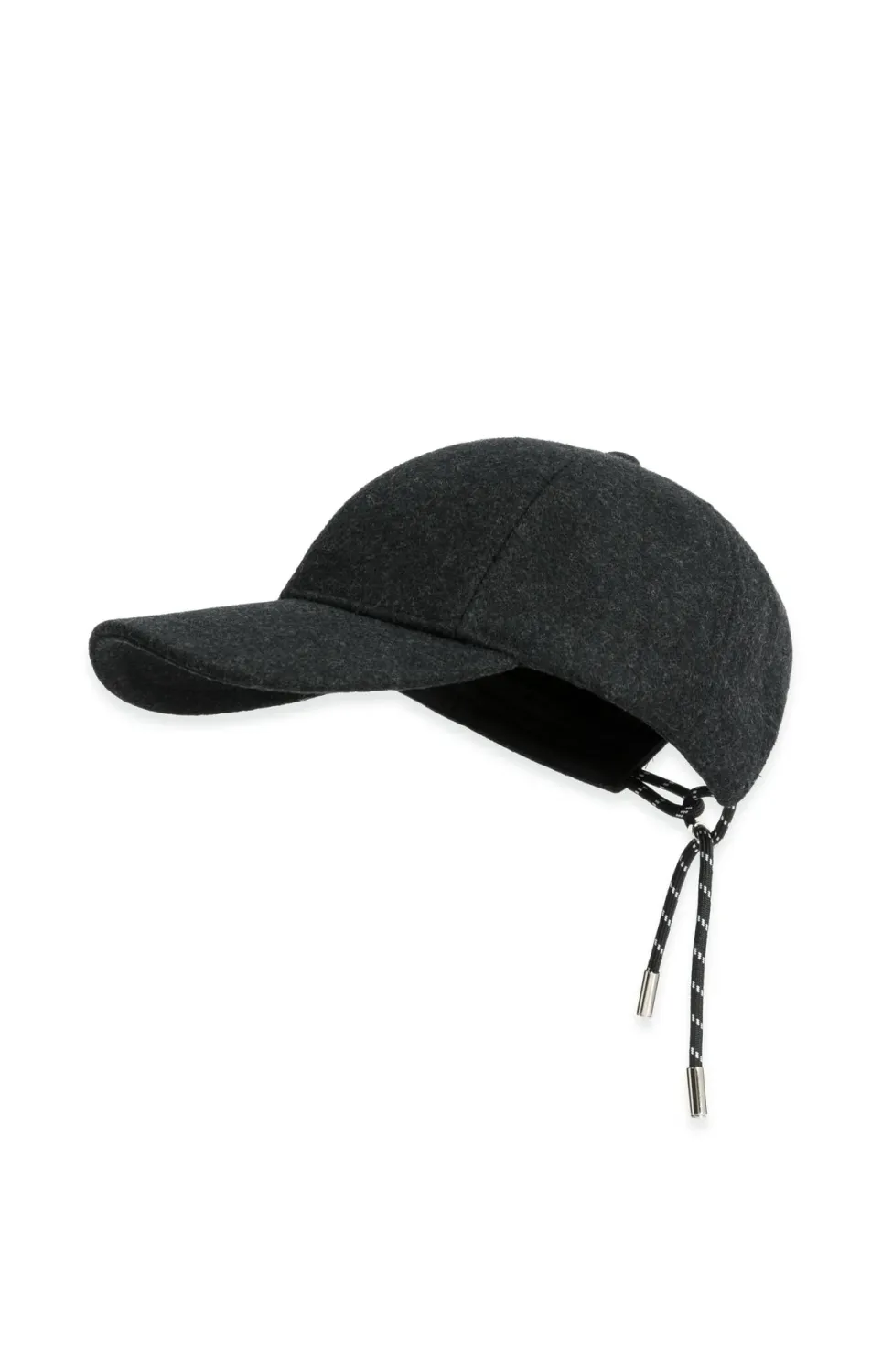 Wool Cap with Adjustable Drawstring - Hole Black