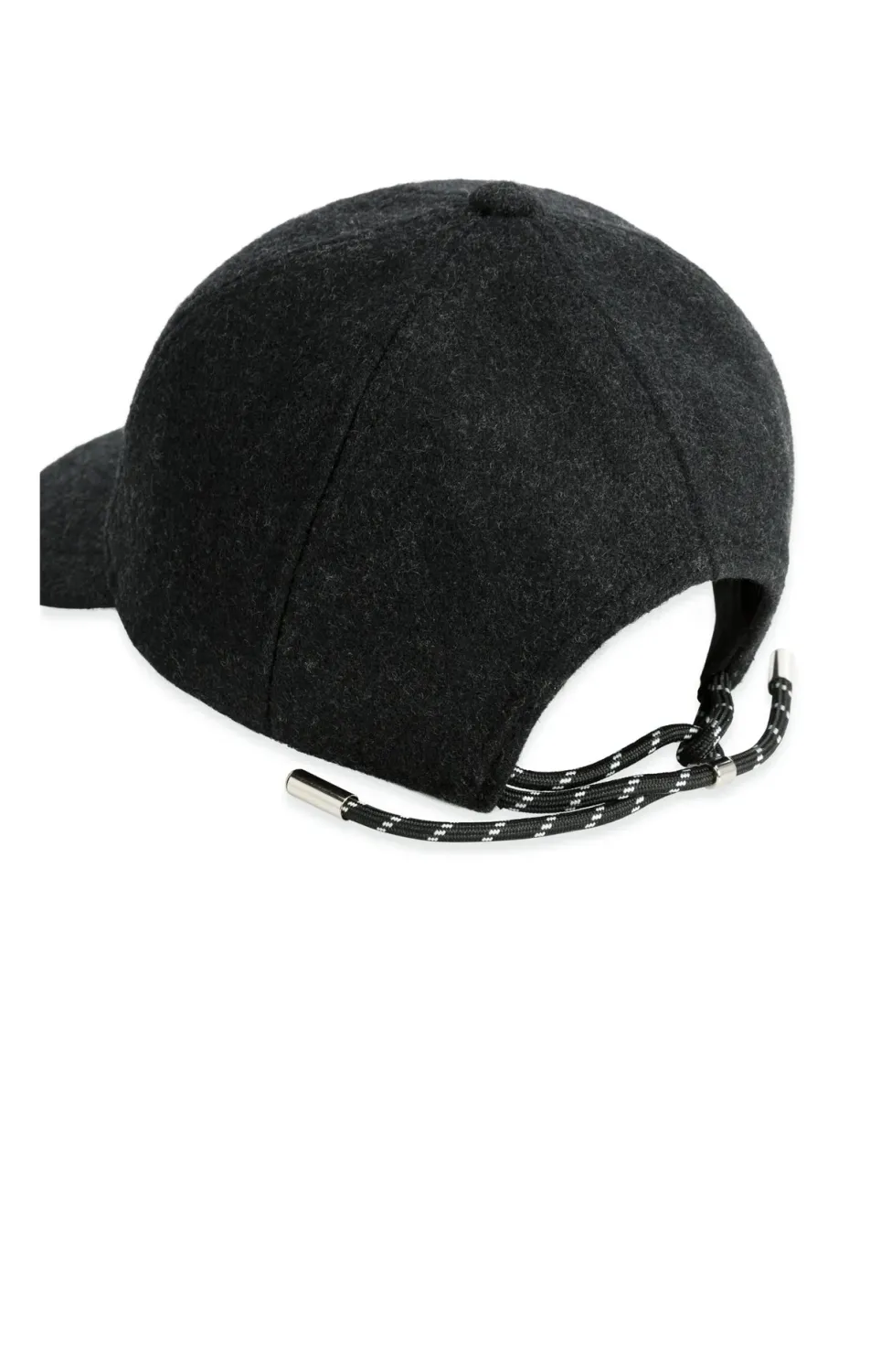 Wool Cap with Adjustable Drawstring - Hole Black