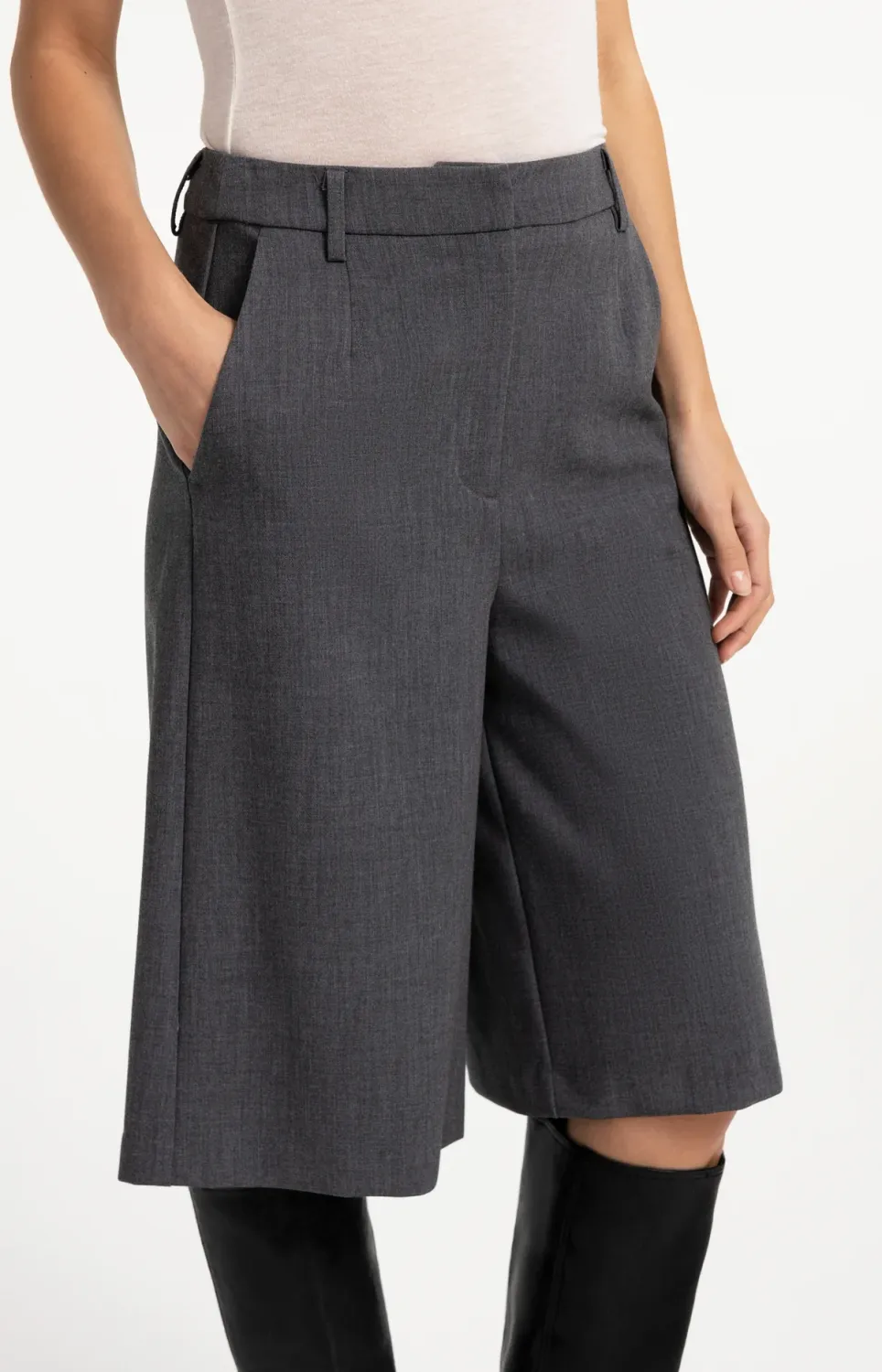 Long Bermuda Shorts - Anthracite Melange