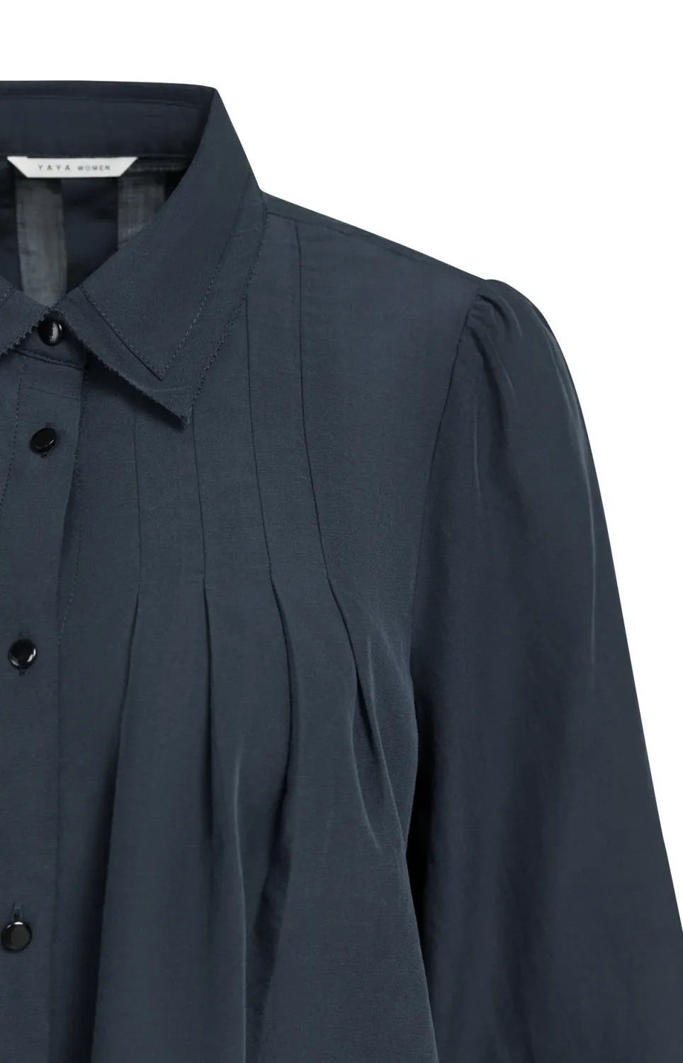 Sheer Blouse with Pleated Details - Cat Black