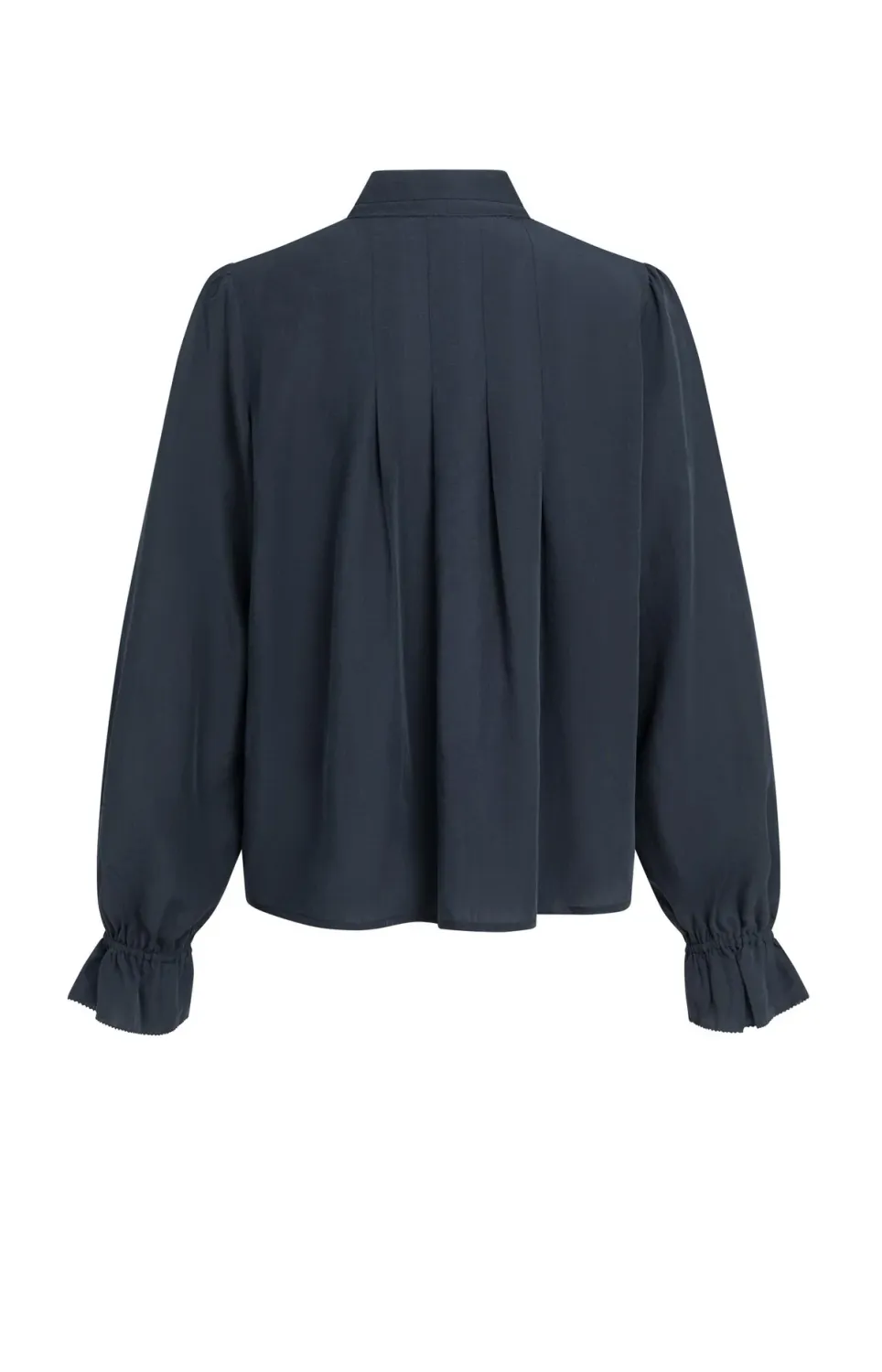 Sheer Blouse with Pleated Details - Cat Black
