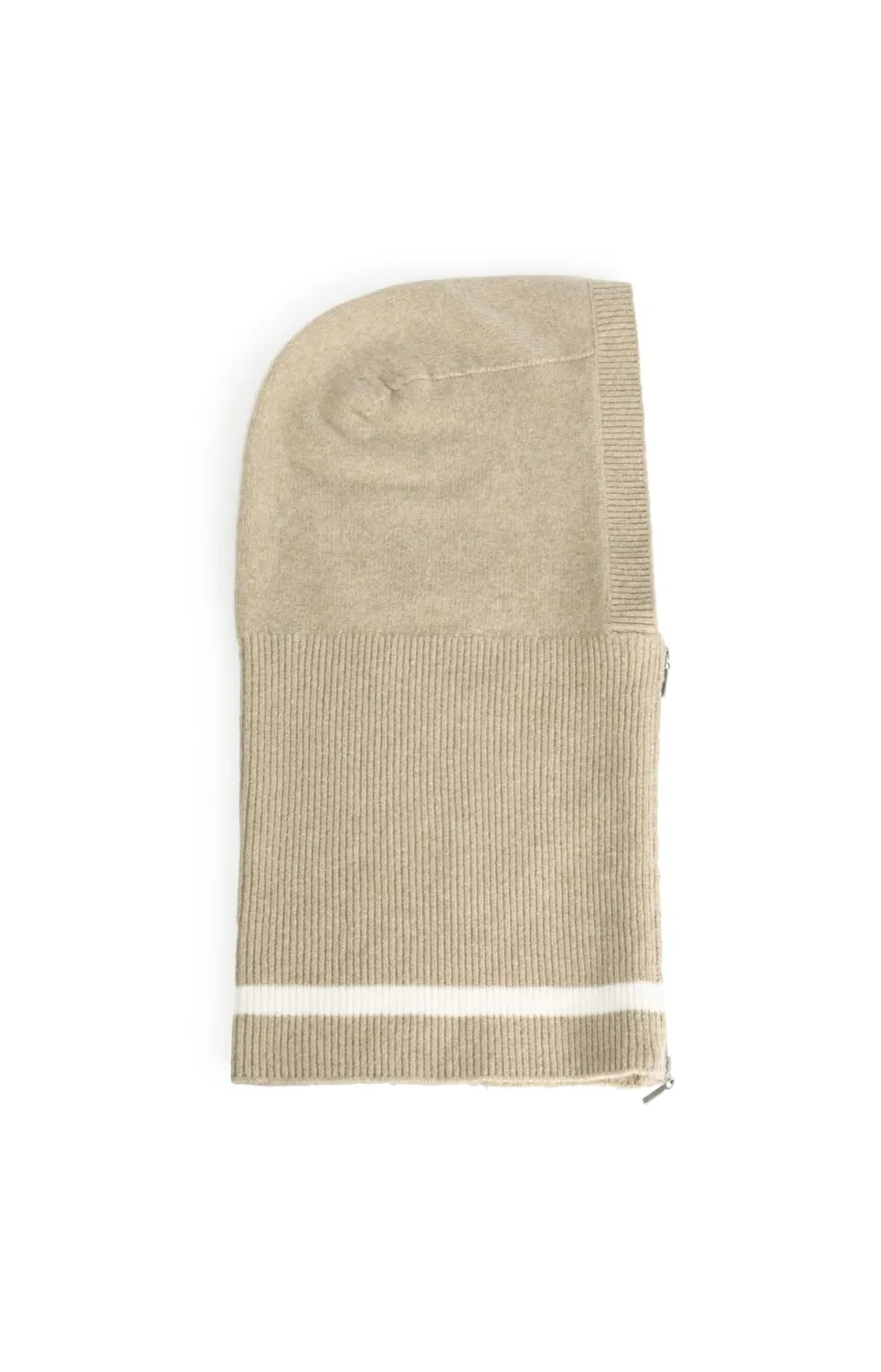 Knitted Hooded Snood with Zipper - Pure Cashmere Grey Melange