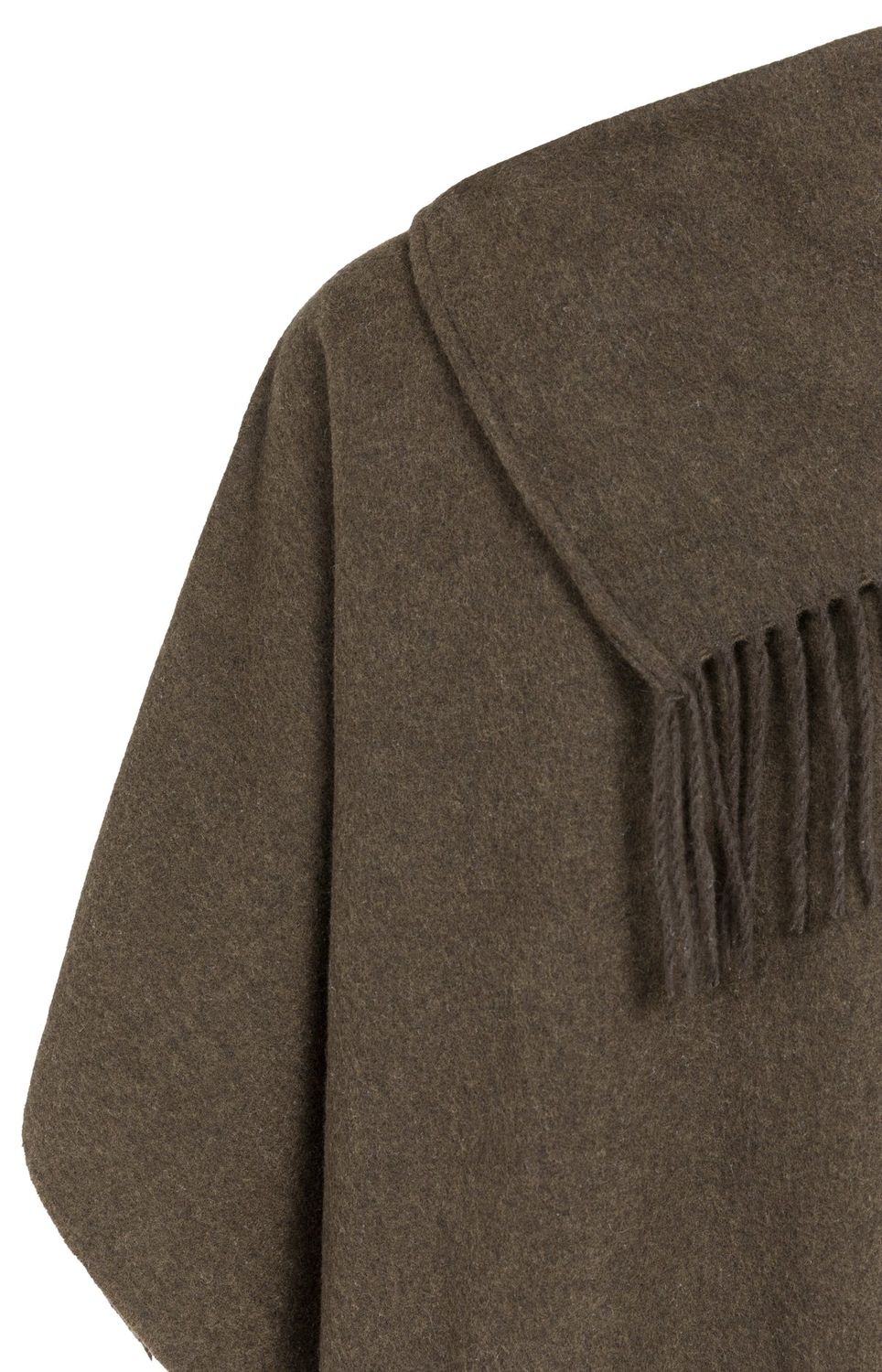 Poncho with High Neck and Twisted Fringes - Slate Black Brown