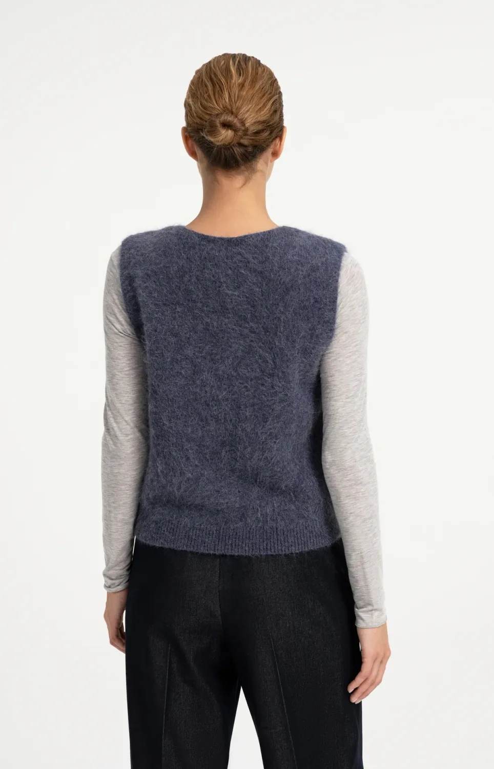 Soft Knit Spencer with Deep V-Neck - Odyssey Gray Melange