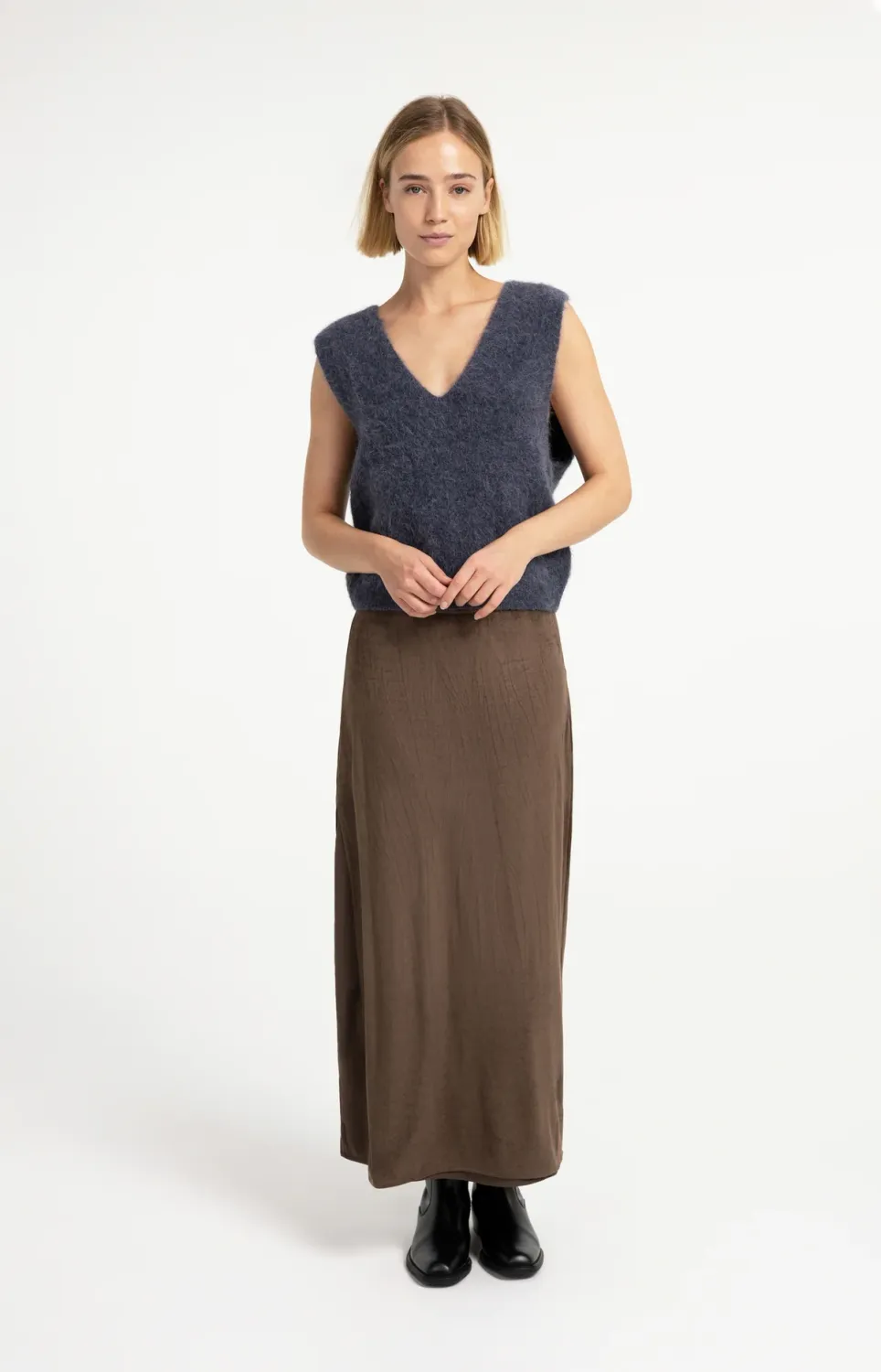 Soft Knit Spencer with Deep V-Neck - Odyssey Gray Melange