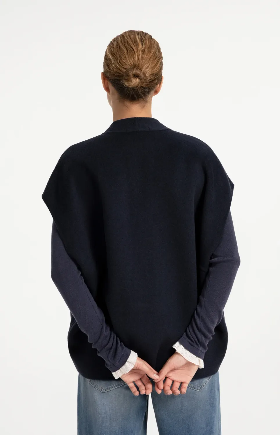 Oversized Wool Blend Bodywarmer - Cat Black Melange