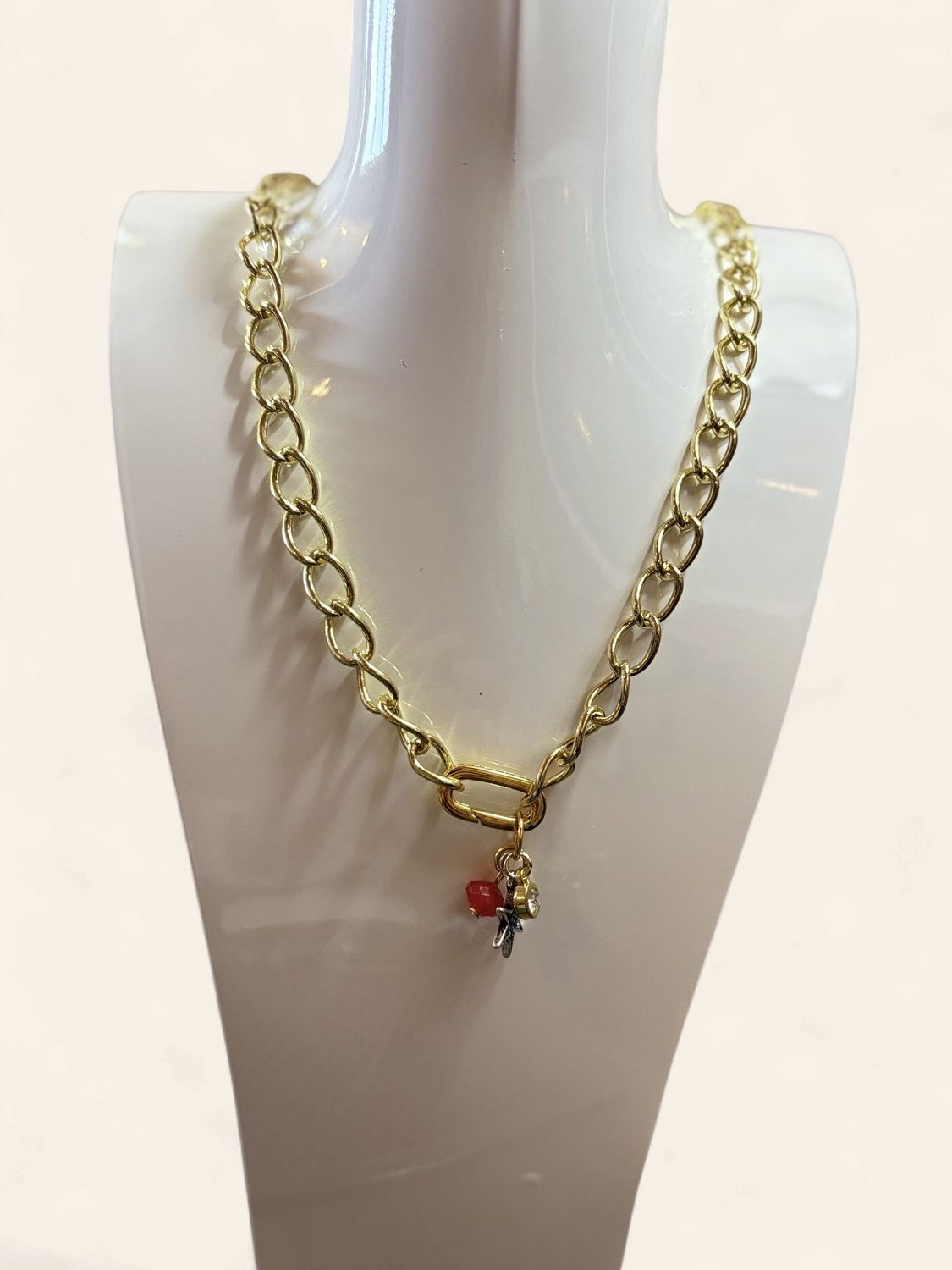 Paperclip Necklace with Charm Holder Clasp