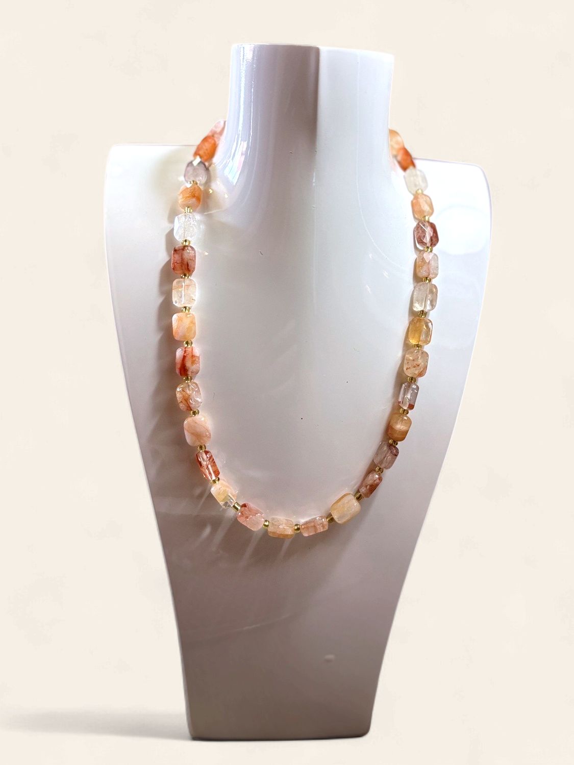Sunstone Rectangle Beaded Necklace