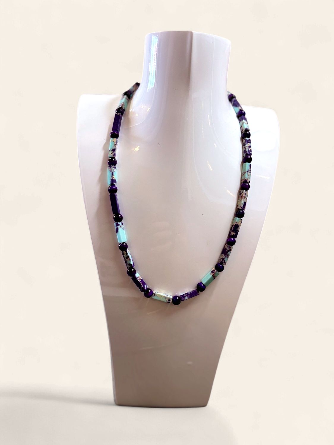 Purple and Turquoise Beaded Necklace