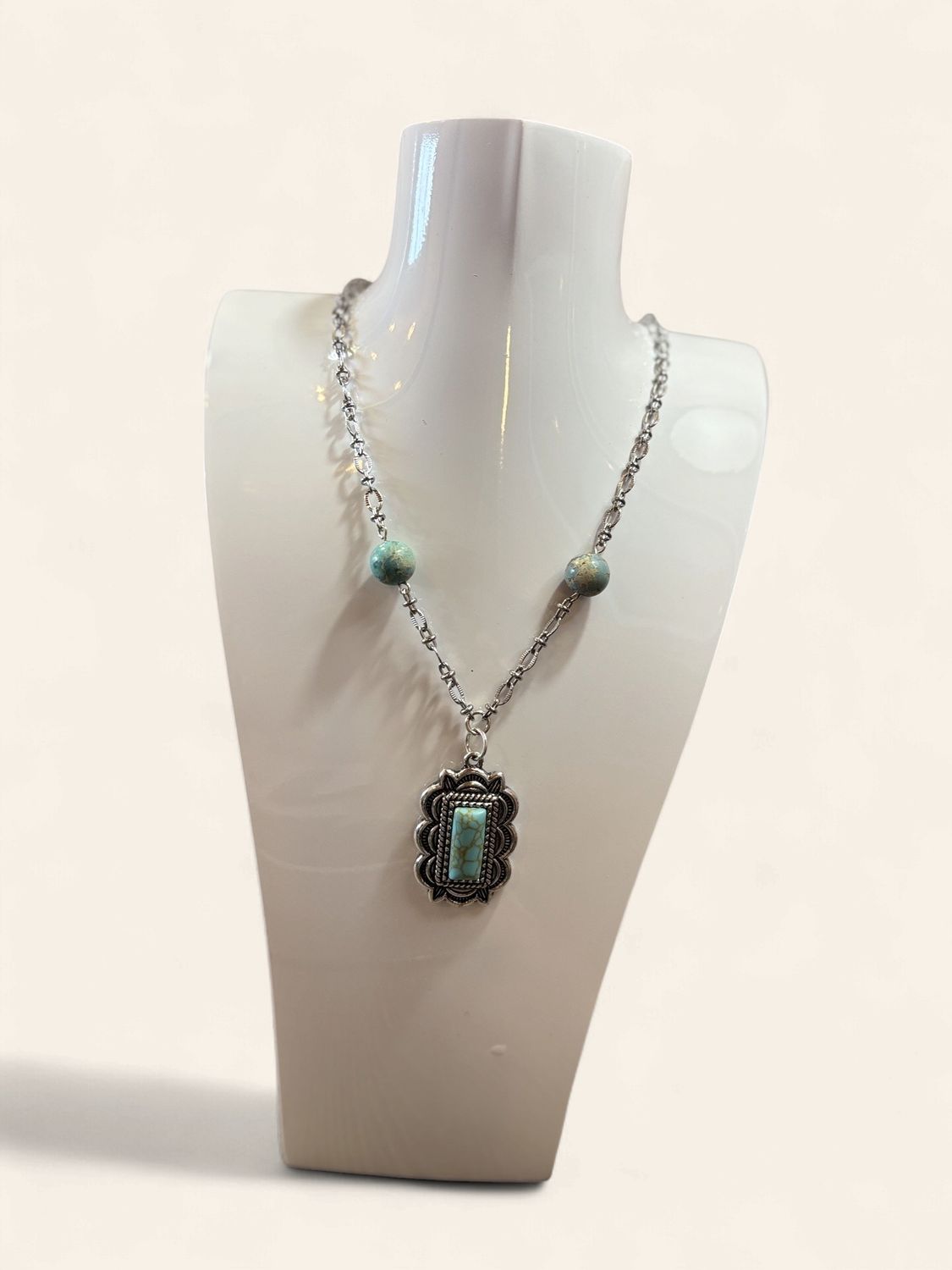 Turquoise Square Pendant Necklace