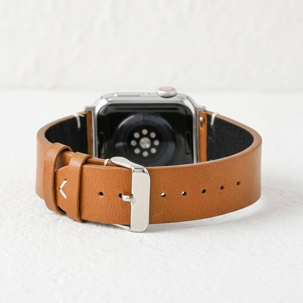 Men’s Leather Apple Watch Strap, Color: Brown