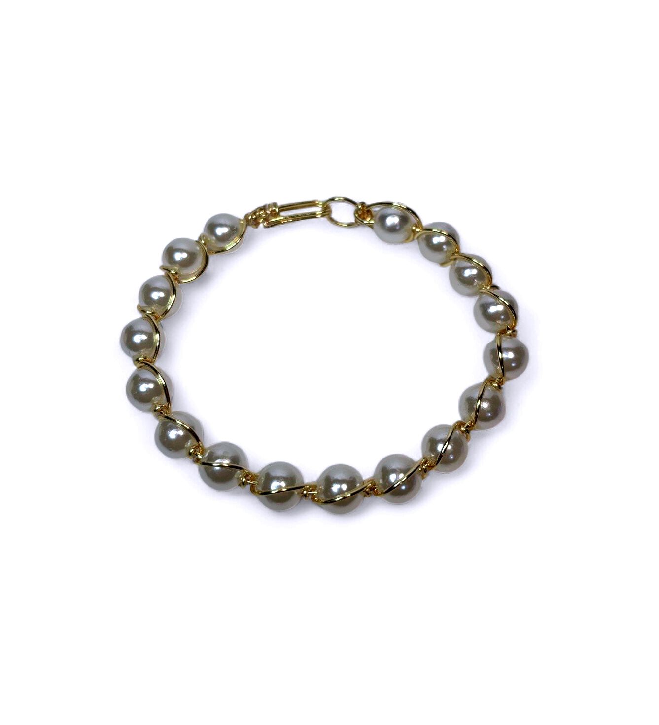 Duchess Wire Wrapped Bracelets, Color: Pearl, Size: Size 6.5